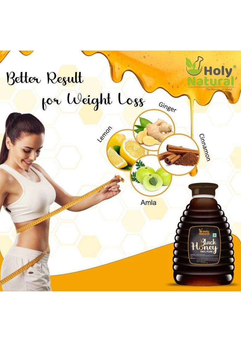 Holy Natural Black Honey | Pure & No Add Sugar Color Energy Immunity Booster (500 G) - Indya
