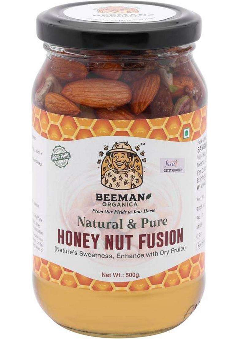 Beeman Organica Honey Nut Fusion Anti Ageing Super Energy Booster Premium Nuts (500 G) - Indya