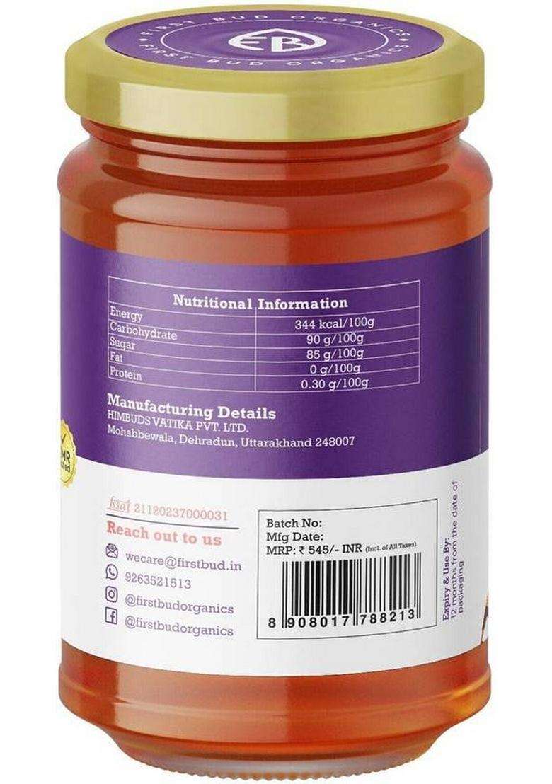 First Bud Organics Jamun Honey Pure Raw & Organic Rich Antioxidants Nutrients Ethically Sourced (500 G) - Indya