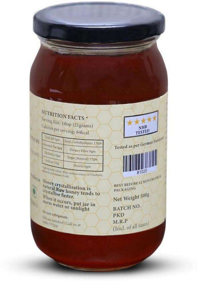 Raw Valley Tulsi Honey Organic Unprocessed Unfiltered Unpasteurized Nmr Tested Pure (500 G) - Indya