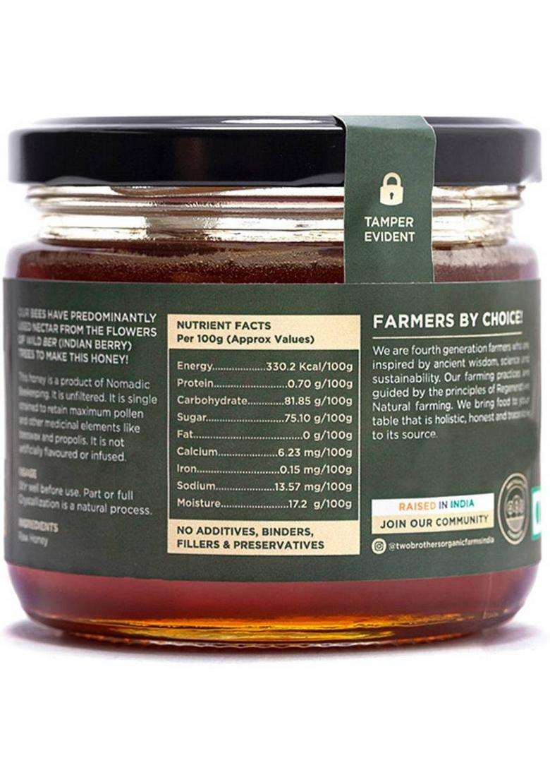 Two Brothers Organic Farms Indian Berry Honey, Raw Mono-Floral Unfiltered (350 G) - Indya