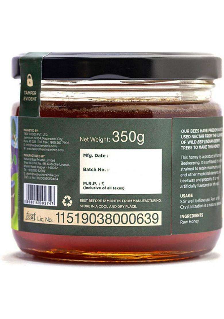 Two Brothers Organic Farms Indian Berry Honey, Raw Mono-Floral Unfiltered (350 G) - Indya
