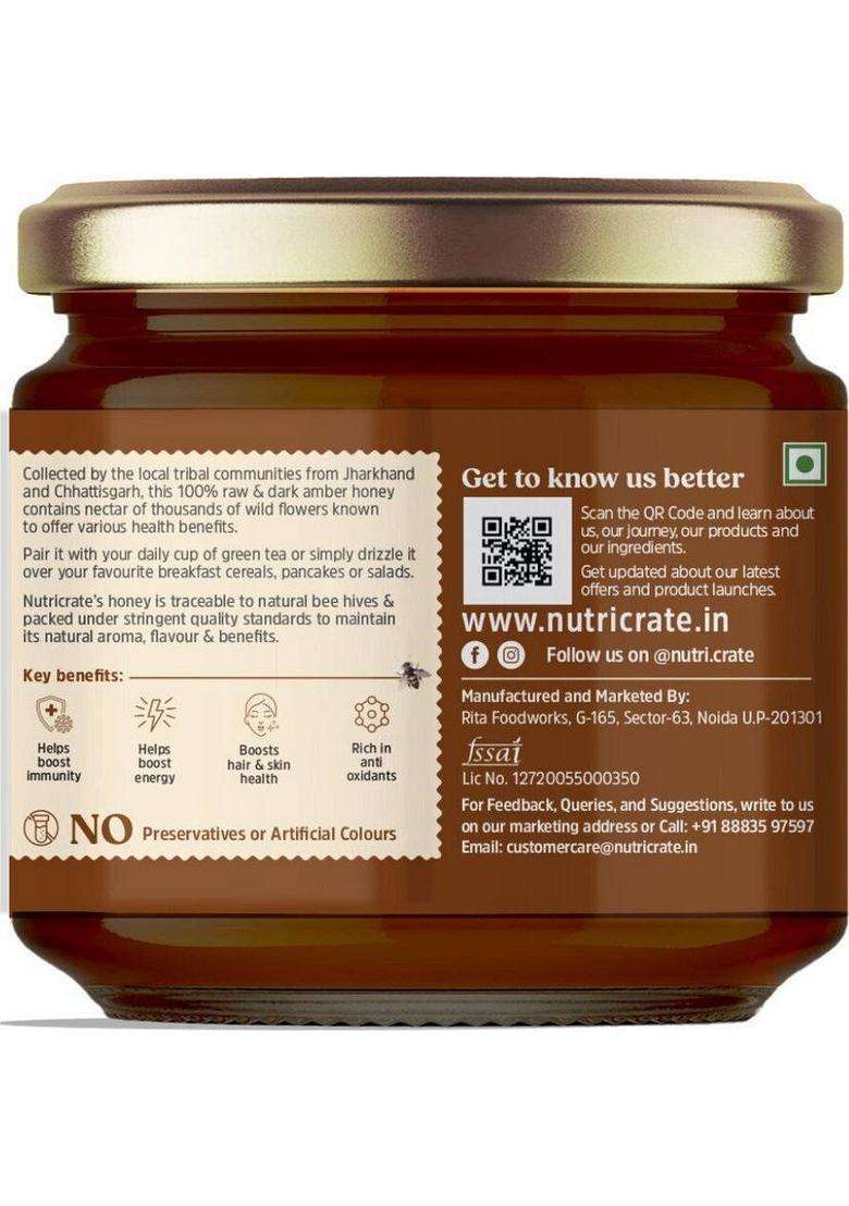 Nutricrate Wild Forest 100% Organic Honey, Unprocessed Raw From Jharkhand & Chhattisgarh (450 G) - Indya