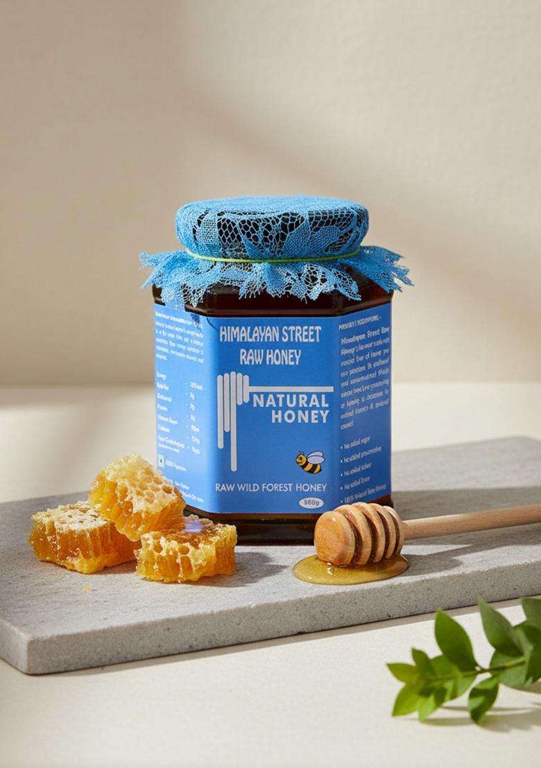Himalayan Street Raw Honey 100% Natural Unprocessed Wild Forest 500Gm X 2 Pack (1 Ml) Pack of 1 - Indya