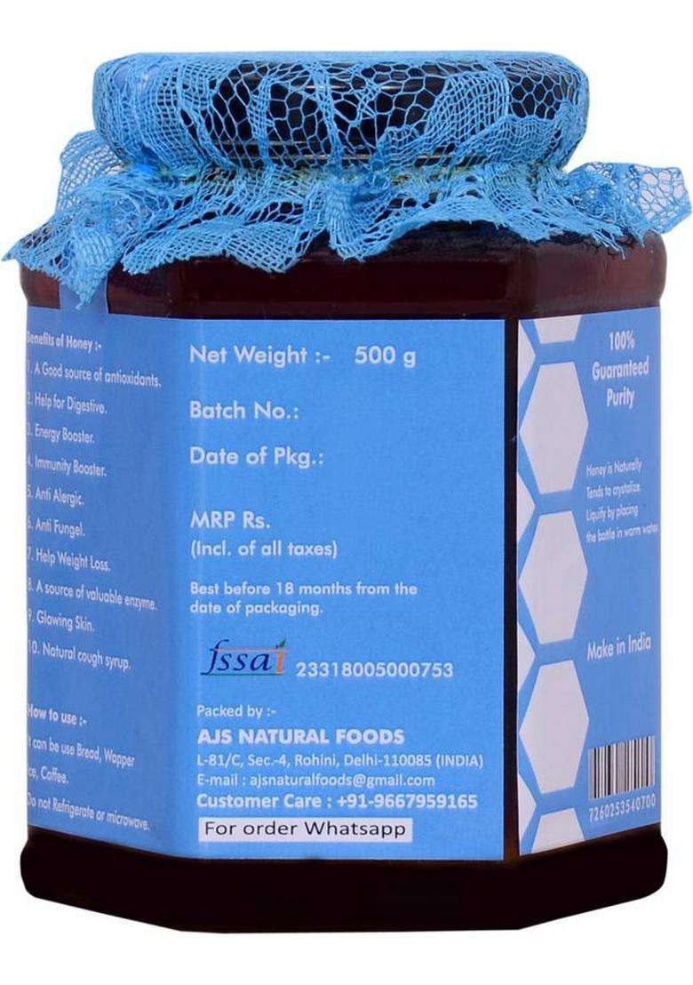 Himalayan Street Raw Honey 100% Natural Unprocessed Wild Forest 500Gm X 2 Pack (1 Ml) Pack of 1 - Indya