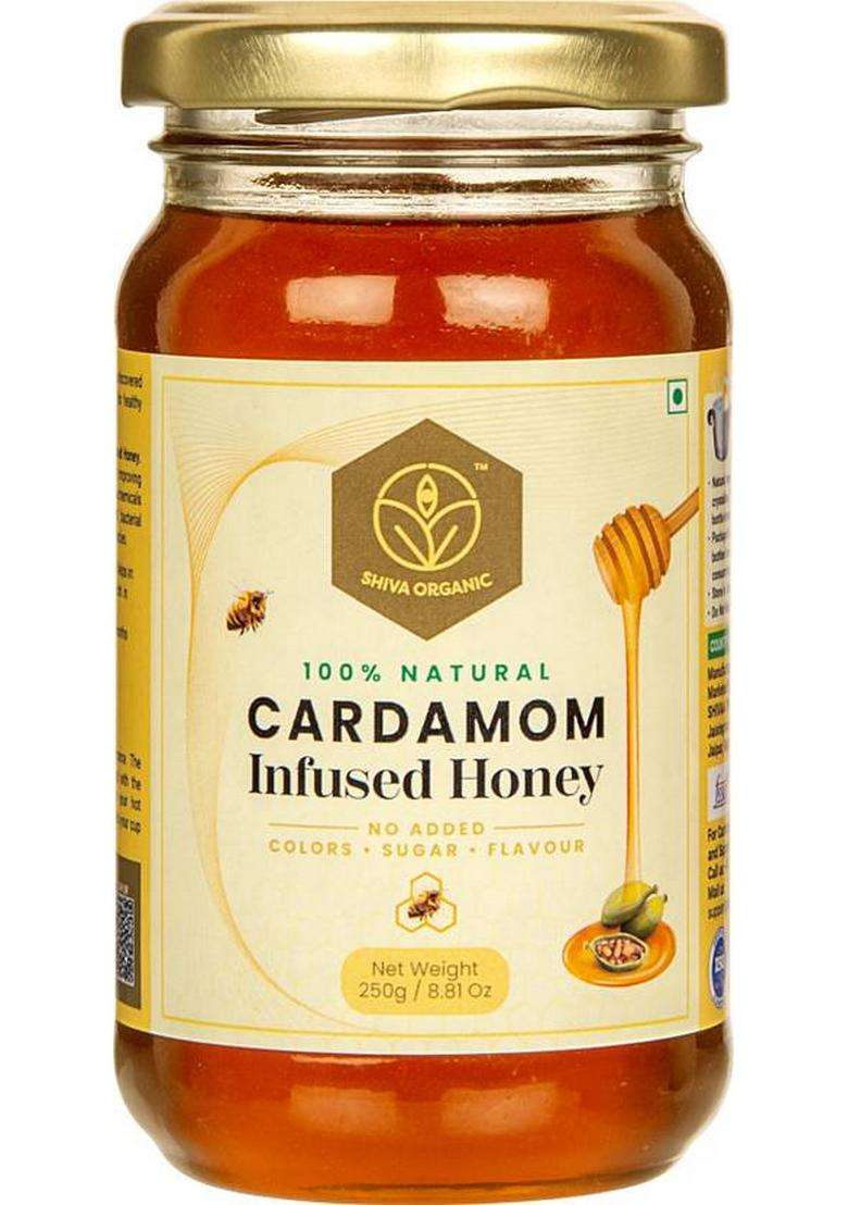 Shiva Organic Cardamom Infused Honey 100% Natural And Pure, High Medicinal Value (250 G) - Indya