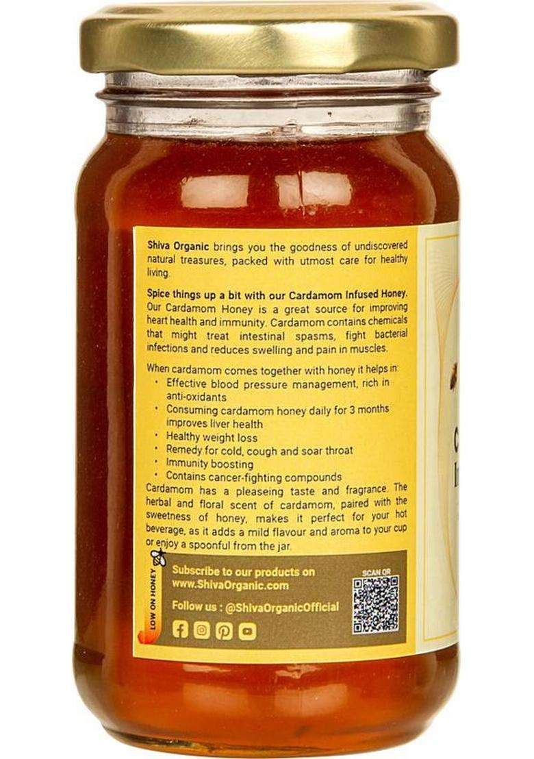 Shiva Organic Cardamom Infused Honey 100% Natural And Pure, High Medicinal Value (250 G) - Indya