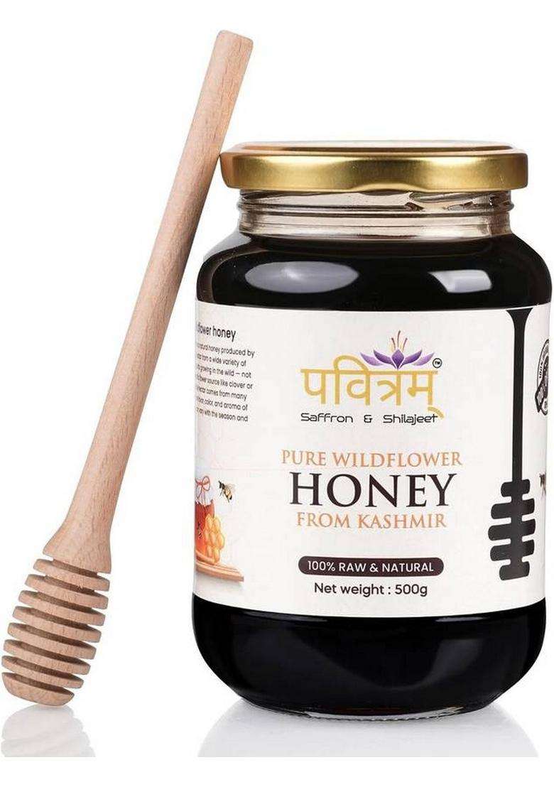 Pavitram Raw Organic Forest Honey From Kashmir | Multi Floral And (500 G) - Indya