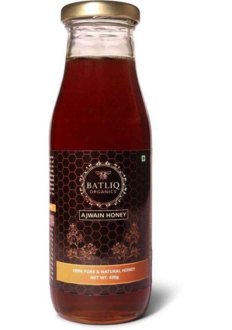 Batliq Organics Ajwain Honey 100% Pure, Raw & Natural Sweetener With Herbal Aroma (430 G) - Indya