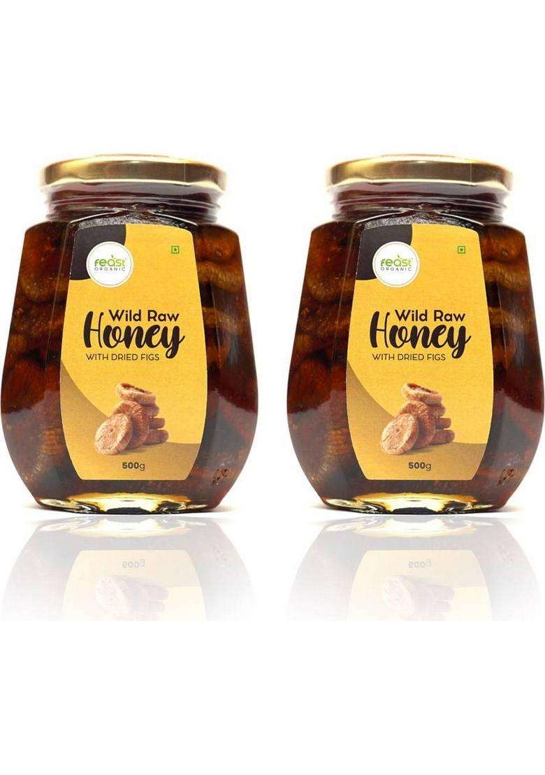 Feast Organic Pure Honey With Big Size Figs (Anjeer) Best Food Summer Season Combo 1Kg (2 X 500 G) - Indya