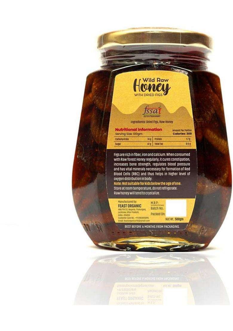 Feast Organic Pure Honey With Big Size Figs (Anjeer) Best Food Summer Season Combo 1Kg (2 X 500 G) - Indya