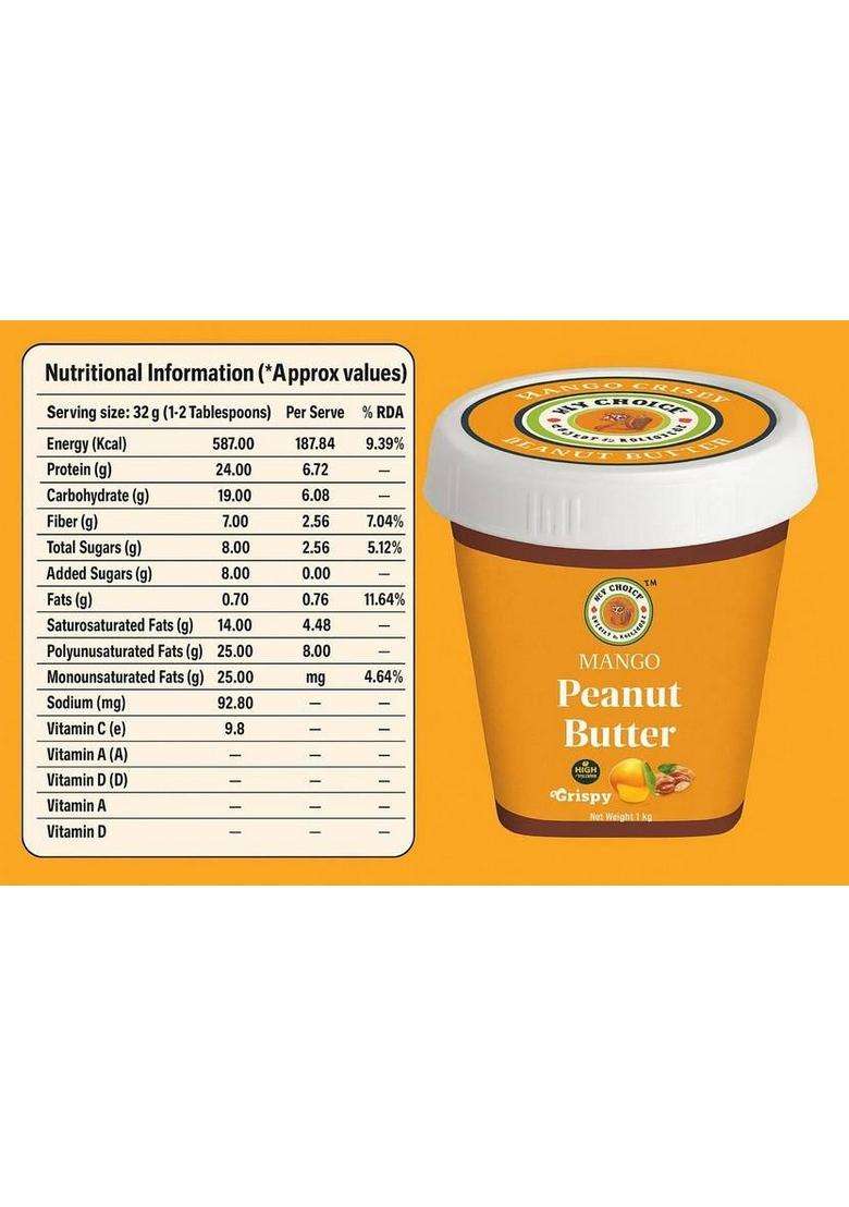 My Choice Healthy & Delicious Mango Peanut Butter Crispy (1 Kg) - Indya