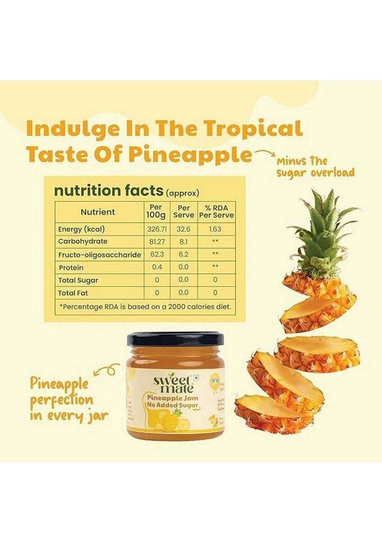 Sweetmate Sugar Free Strawberry , Mixfruits Pineapple Combo Pack Jam (660 G, Of 3) - Indya