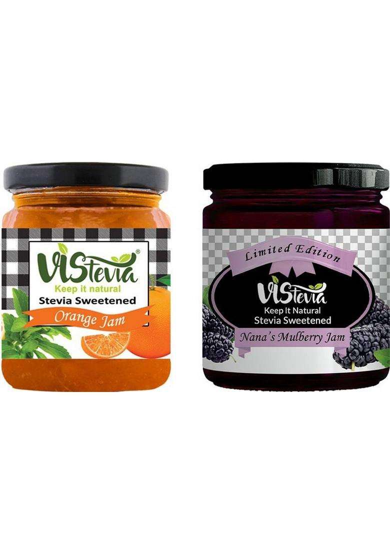 Vistevia Sugar Free Combo Of Orange & Mulberry Jam- Pack 2 (220G X 2) (440 G, - Indya