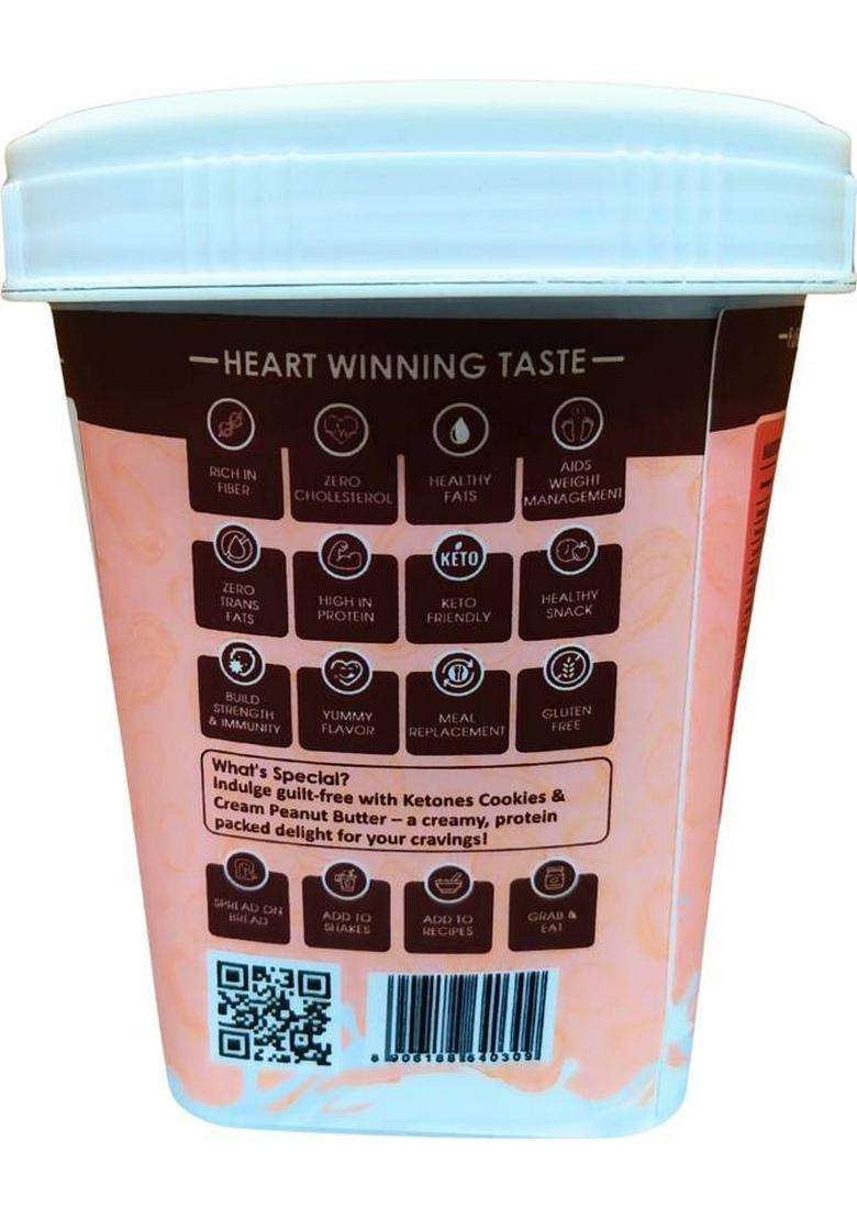 Ketones Nutrition Peanut Butter I High Protein Spread Cream & Cookies 500 Gm (500 G) - Indya
