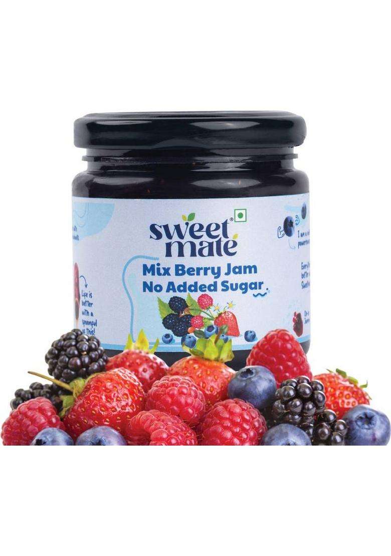 Sweetmate Sugar Free Mix Berry Jam 100% Pure And Natural | With Real Fruits Stevia - (220 G) - Indya