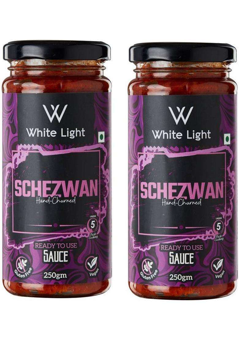 White Light Food Hand Churned Schezwan Sauce With Vegan Natural Ingredient Sauces (2 X 250 G) - Indya