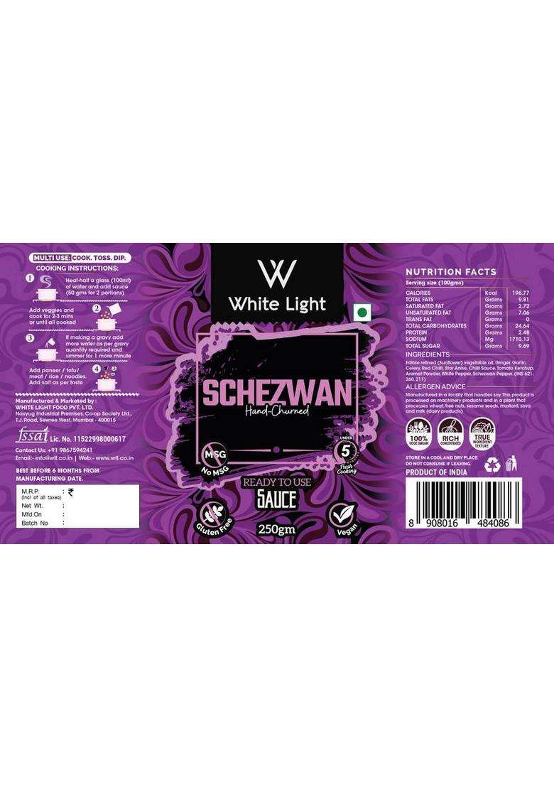 White Light Food Hand Churned Schezwan Sauce With Vegan Natural Ingredient Sauces (2 X 250 G) - Indya