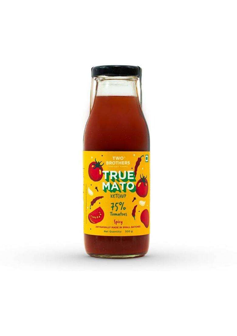 Two Brothers Organic Farms Trumato Spicy Tomato Ketchup -300G | Made With Fresh Tomatoes No Refined Sugar (300 Ml) - Indya