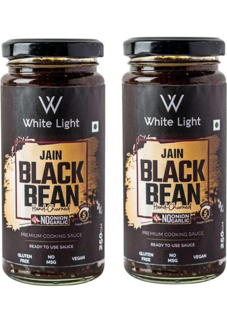 White Light Food Hand Churned Jain Black Bean Sauce With Vegan Natural Ingredient No Garlic Onion Sauces (2 X 250 G) - Indya