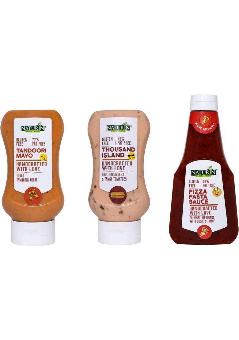 Naturin Pack Of 3- Tandoori Mayo 290G, Thousand Island 290G And Pizza Pasta Sauce 425G Dip (3 X 335 G) - Indya
