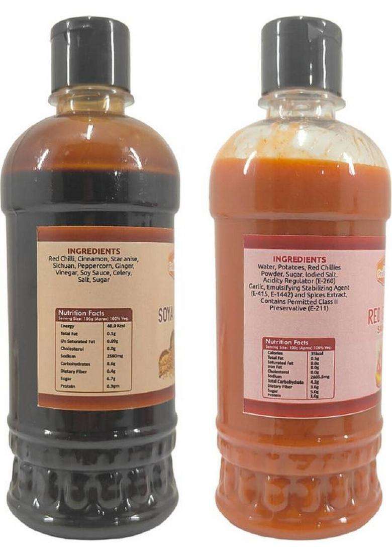 Fruvanta Soya Sauce (500Ml) And Red Chilli (Pack Of 2) Sauces & Ketchup (2 X 500 G) - Indya