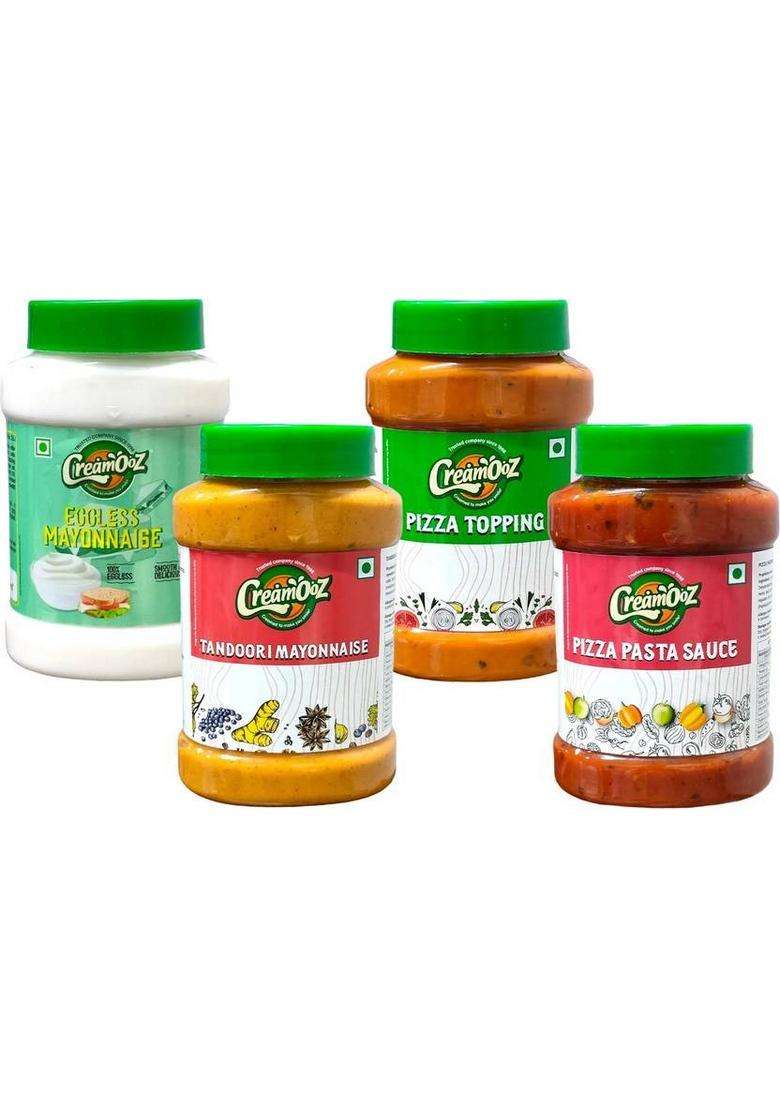 Creamooz Eggless Mayonnaise, Tandoori Mayo, Pizza Topping, Pasta Sauce (4 X 260 G) - Indya
