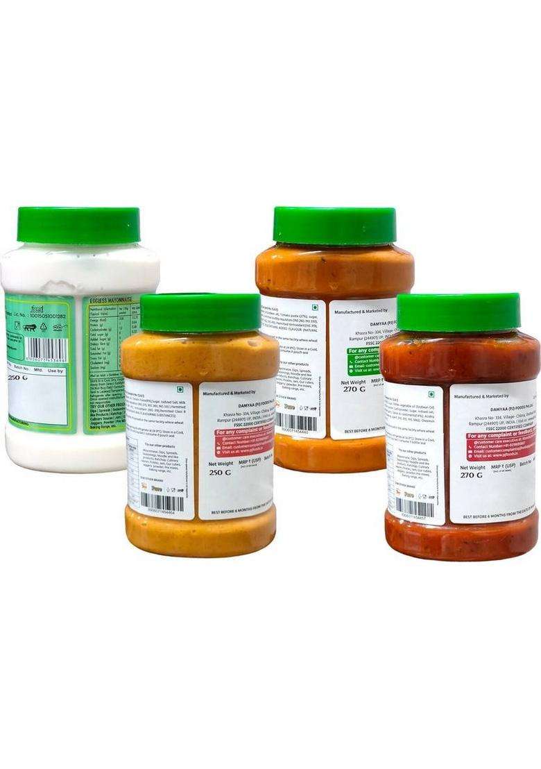 Creamooz Eggless Mayonnaise, Tandoori Mayo, Pizza Topping, Pasta Sauce (4 X 260 G) - Indya