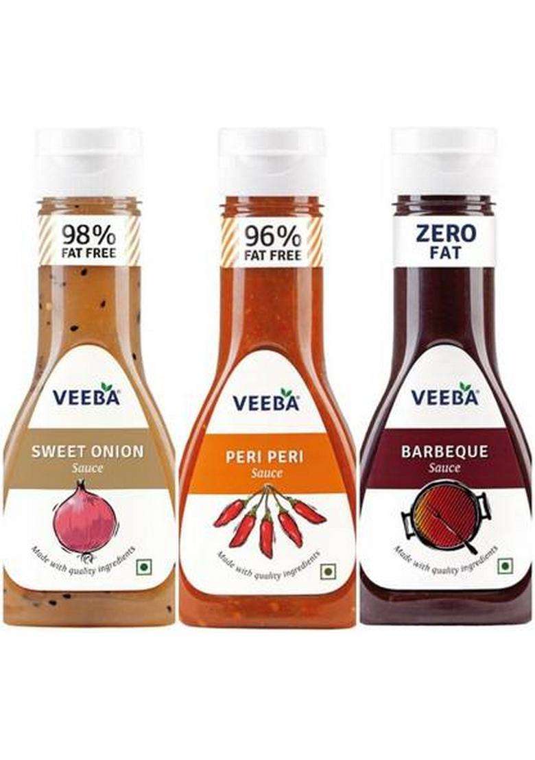Veeba Sweet Onion Sauce +Peri Peri +Barbeque ( Pack Of 3*) Sauces (3 X 0.33 Kg) - Indya