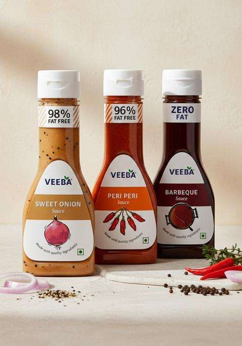 Veeba Sweet Onion Sauce +Peri Peri +Barbeque ( Pack Of 3*) Sauces (3 X 0.33 Kg)