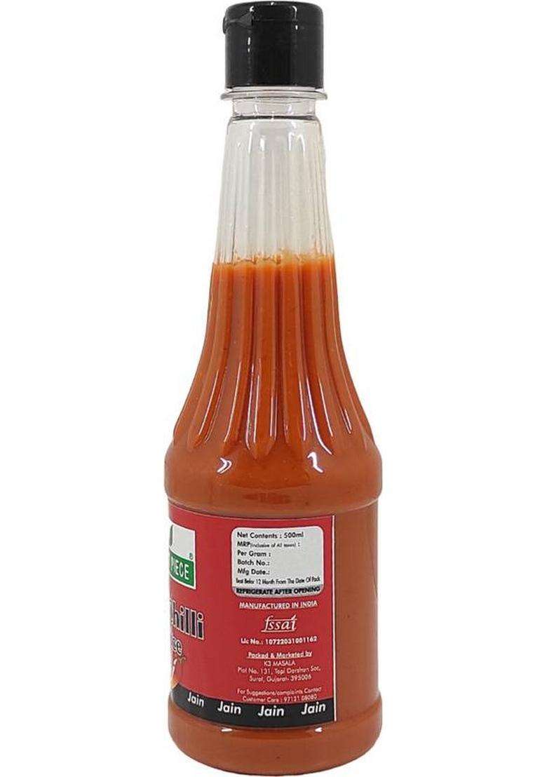 Green Piece Jain Sauce With No Onion/Garlic Red Chilli Sauce/Catchup . (500 Ml) - Indya