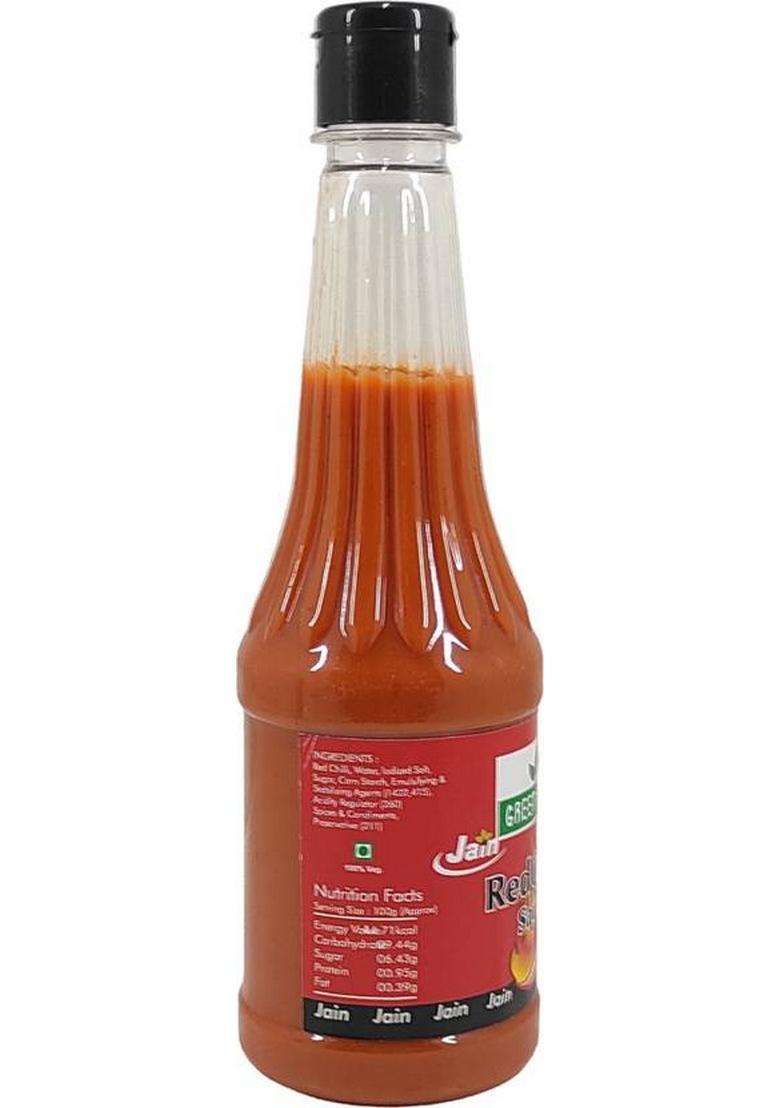 Green Piece Jain Sauce With No Onion/Garlic Red Chilli Sauce/Catchup . (500 Ml) - Indya