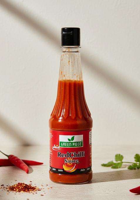 Green Piece Jain Sauce With No Onion/Garlic Red Chilli Sauce/Catchup . (500 Ml)