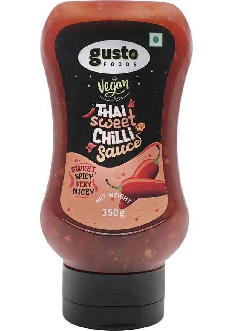 Gusto Foods Vegan Thai Sweet Chilli Sauce | Original Chilly Ready To Eat Garlic Dip (350 G) - Indya