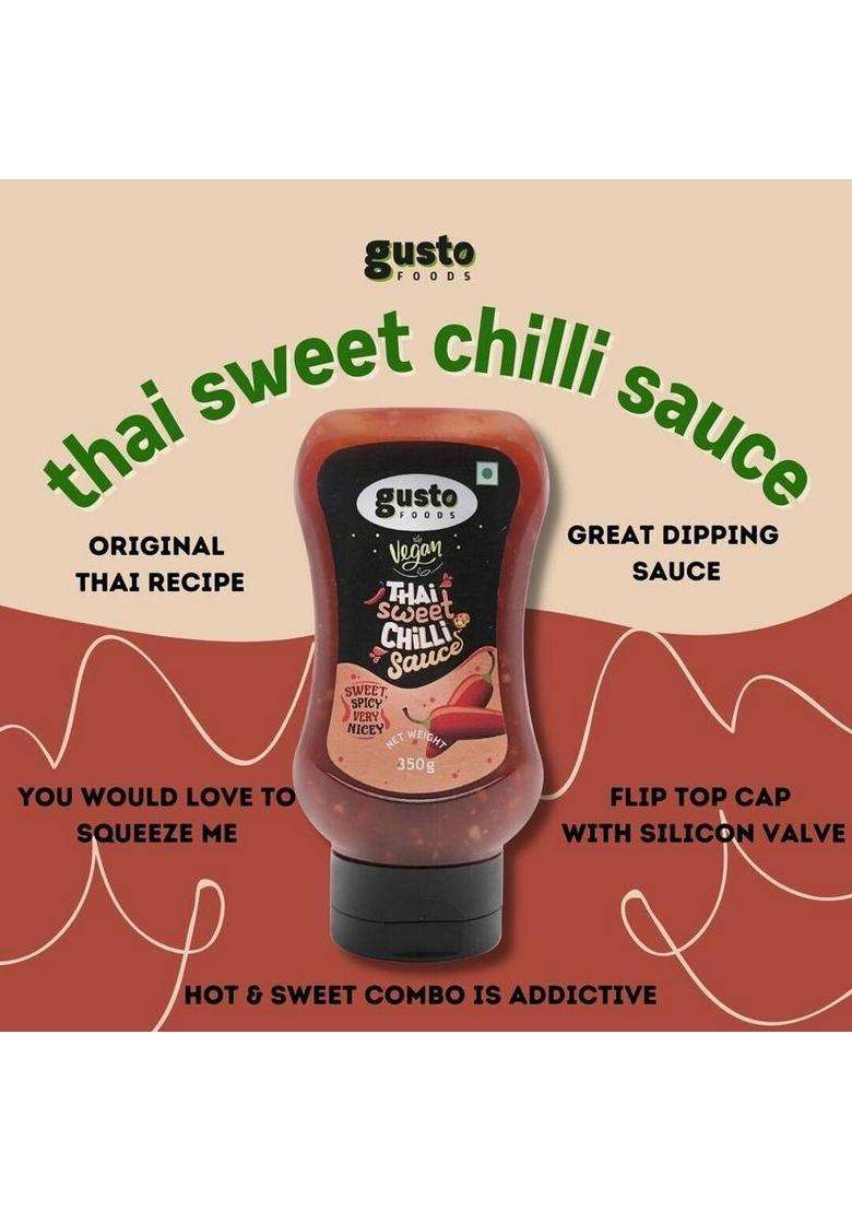 Gusto Foods Vegan Thai Sweet Chilli Sauce | Original Chilly Ready To Eat Garlic Dip (350 G) - Indya