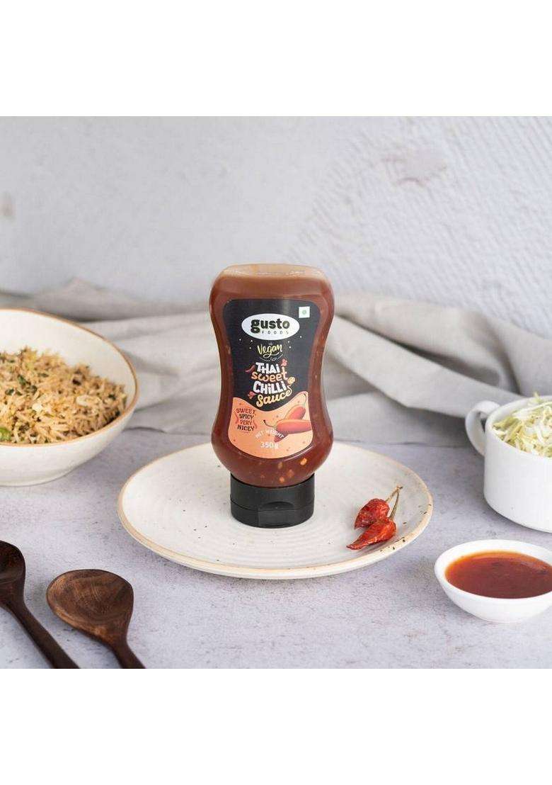 Gusto Foods Vegan Thai Sweet Chilli Sauce | Original Chilly Ready To Eat Garlic Dip (350 G) - Indya