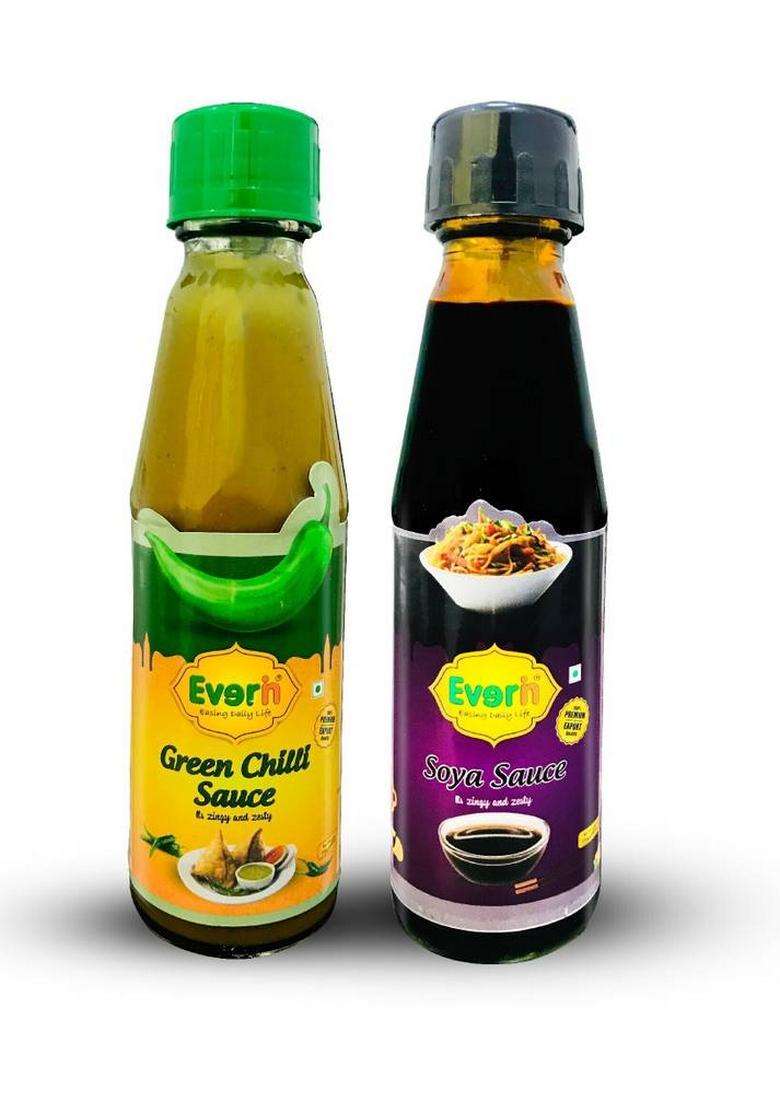 Everin Zingy And Green Chilli Sauce Soya Sauces (2 X 200 G) - Indya