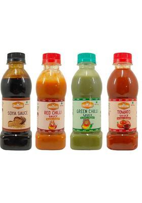Fruvanta Jain Combo Without Onion/Garlic Soya,Green Chilli,Red Chilli,Tomato(200G X 4) Sauces & Ketchup (4 200 G)