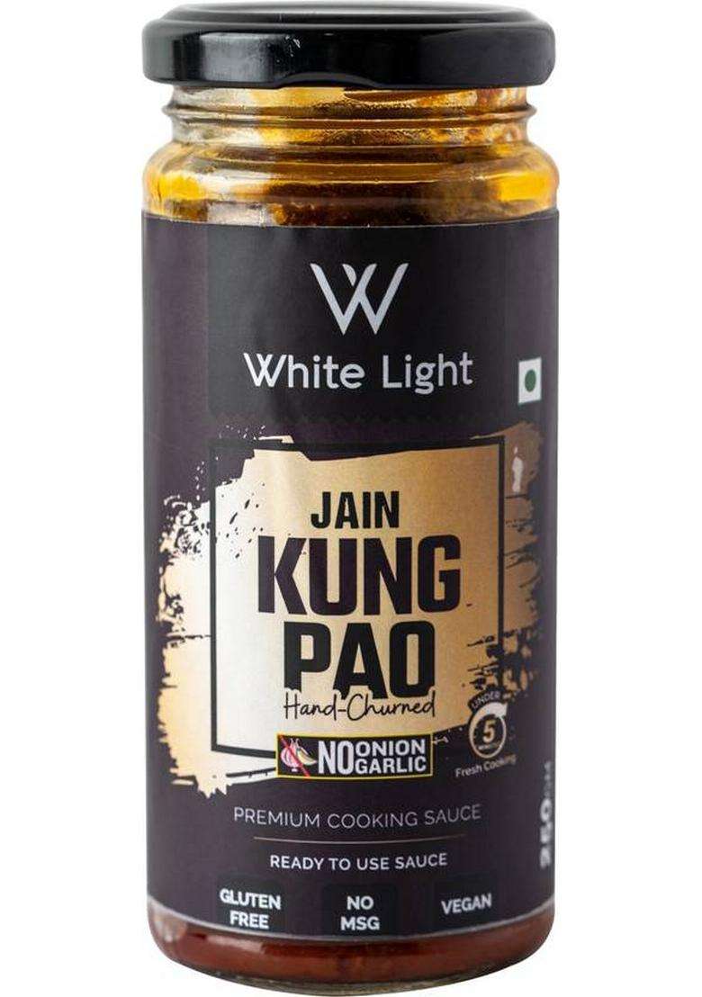 White Light Food Hand Churned Jain Kung Pao Sauce With Vegan Natural Ingredient No Garlic Onion Sauces (250 G) - Indya