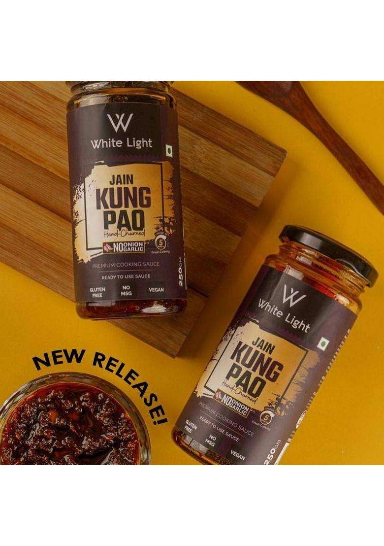 White Light Food Hand Churned Jain Kung Pao Sauce With Vegan Natural Ingredient No Garlic Onion Sauces (250 G) - Indya
