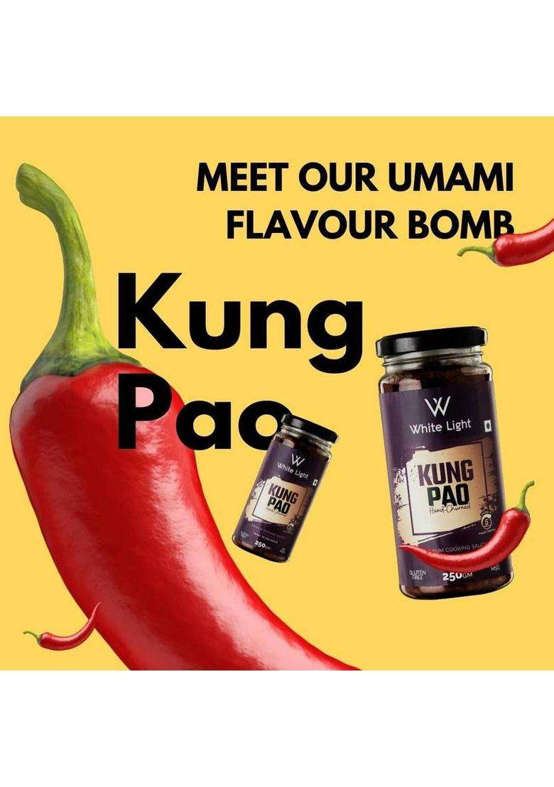 White Light Food Hand Churned Jain Kung Pao Sauce With Vegan Natural Ingredient No Garlic Onion Sauces (250 G) - Indya