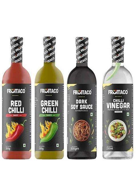 Fruitaco Red Chilly 280G, Green Soy Sauce 300G, Chilli Vinegar 250Ml | (4 X 70 G)