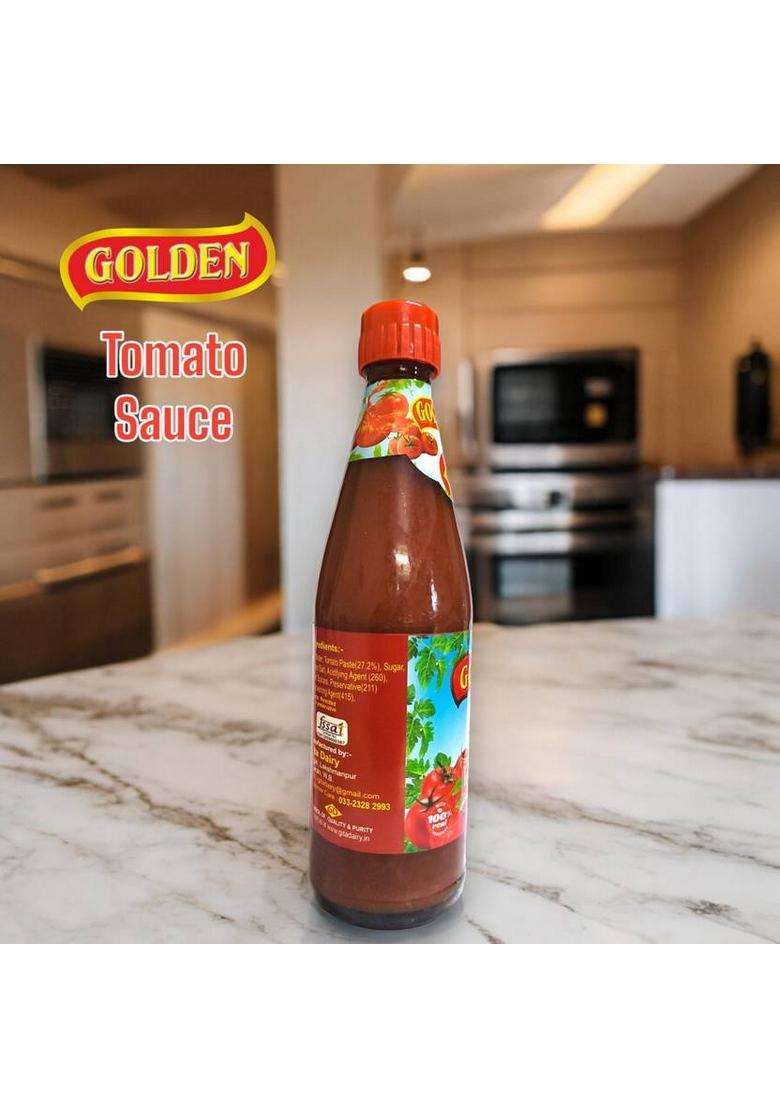 Golden Fresh Tomato Sauce, 100% Natural, No Onion & Garlic, Tasty, Vegetarian Ketchup (650 G) - Indya