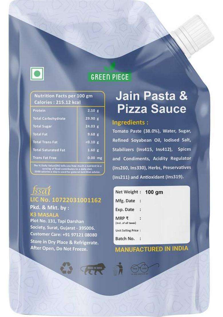 Green Piece Jain Pizza Pasta Sauce (100Gm) & Dip (100 G) - Indya