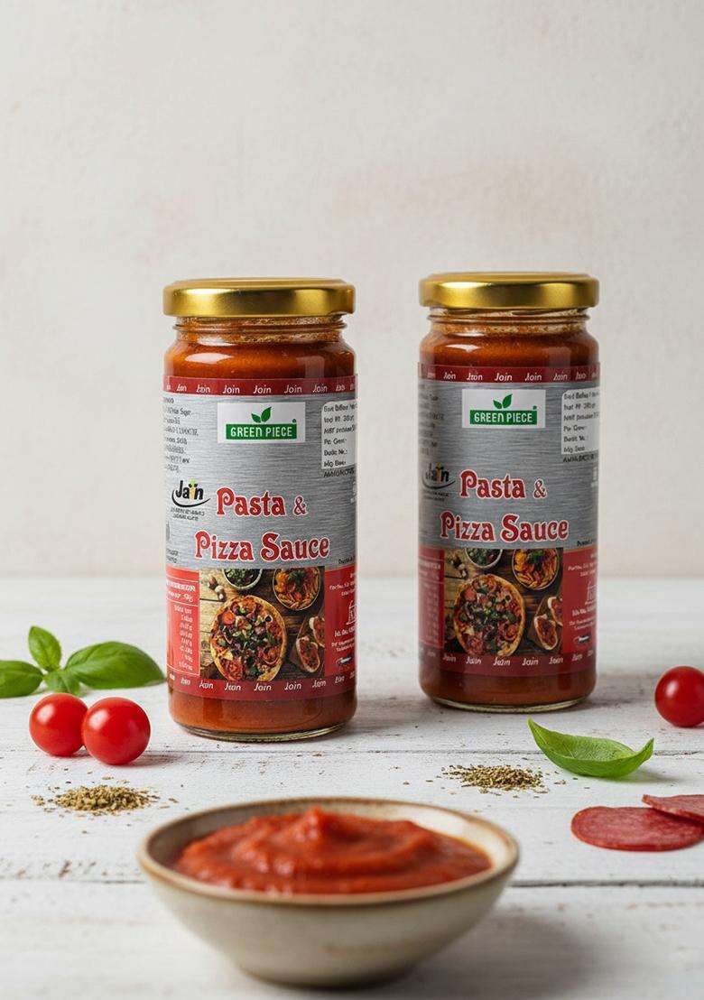 Green Piece Jain Pizza Pasta Sauce With No Onion Garlic (Pack Of 2) & Dip (2 X 250 G) - Indya