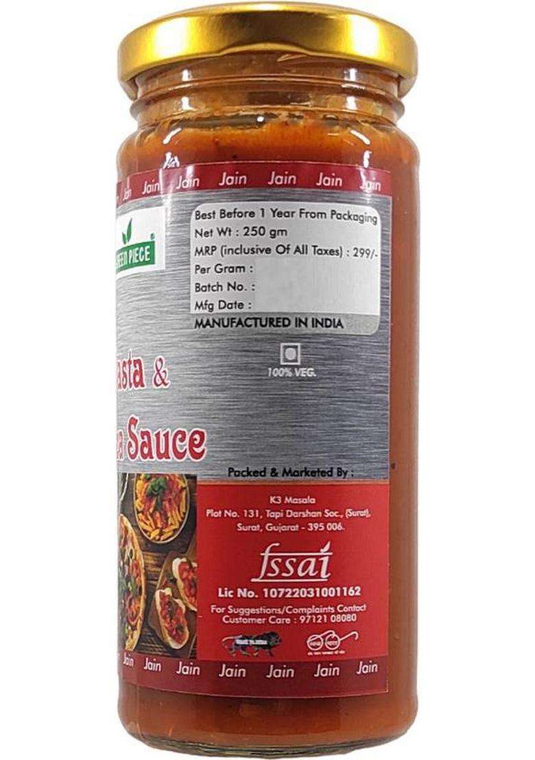 Green Piece Jain Pizza Pasta Sauce With No Onion Garlic (Pack Of 2) & Dip (2 X 250 G) - Indya