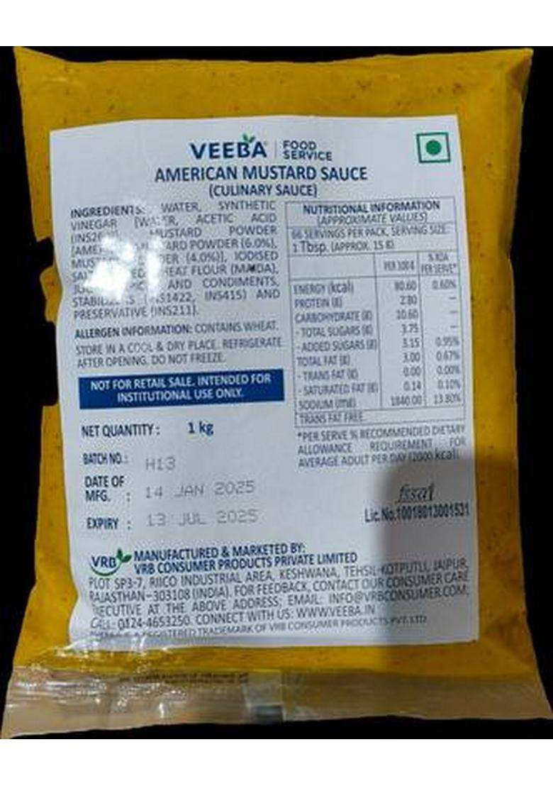 Veeba American Mustard Sauce (1 Kg) - Indya