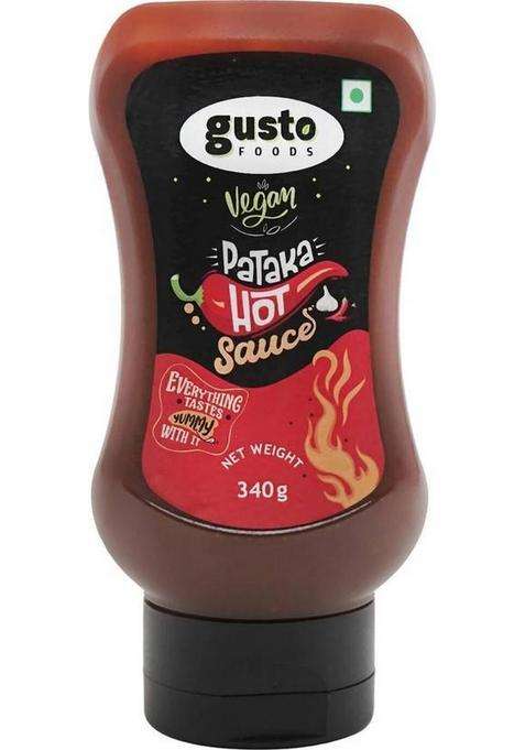 Gusto Foods Vegan Hot Pataka Sauce | Spicy Chilli Garlic Indian Dip (340 G)