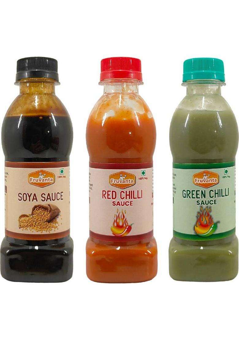 Fruvanta Soya Sauce , Green Chilli Sauce, Red (200G X 2) (Pack Of 3) Sauces & Ketchup (3 200 G) - Indya