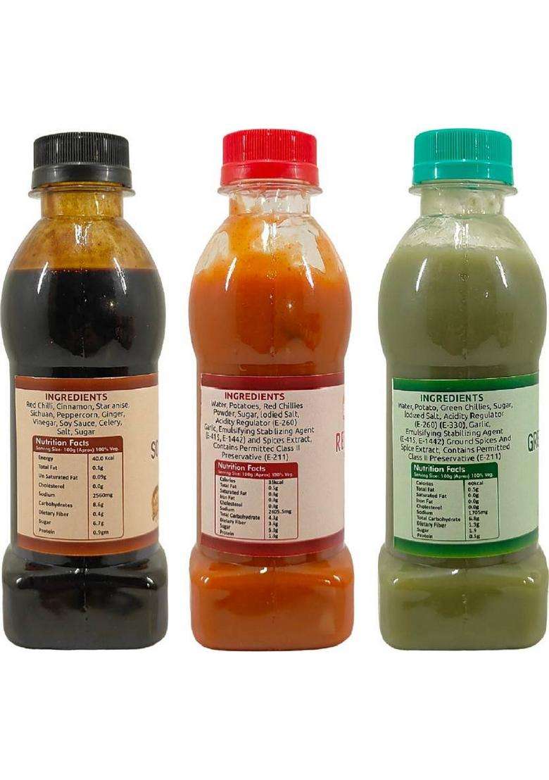 Fruvanta Soya Sauce , Green Chilli Sauce, Red (200G X 2) (Pack Of 3) Sauces & Ketchup (3 200 G) - Indya